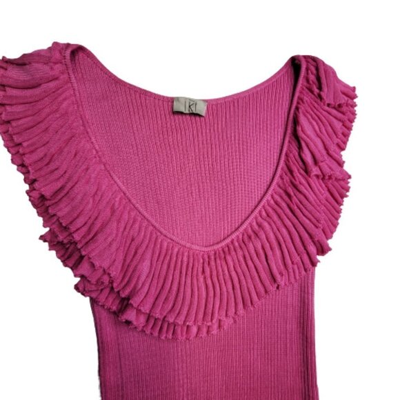 PINK sleeveless frilly knit top - Picture 4 of 9